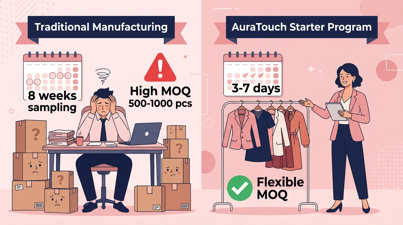 Comparison of Traditional Timeline vs AuraTouch Starter Program Timeline