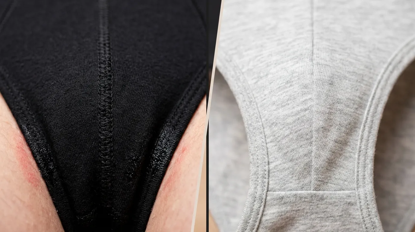 Split-screen comparison: center seam vs gusset construction